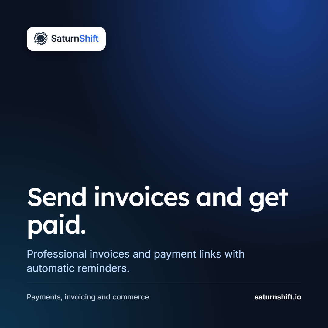 SaturnShift graphic: Send invoices and get paid.